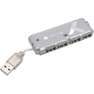 Techly Hub USB 4 Ports Gris - Hub Compact de Voyage Techly Hub USB 4 Ports Gris - Hub Compact de Voyage
