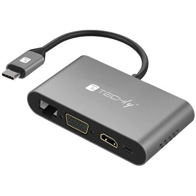 Techly USB-C Multiport-Adapter - 8-in-1 HDMI VGA Ethernet Techly USB-C Multiport-Adapter - 8-in-1 HDMI VGA Ethernet