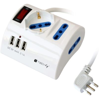 Techly Multipresa 3 Prese USB - Presa di Corrente Techly Multipresa 3 Prese USB - Presa di Corrente