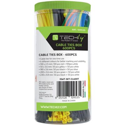 Techly Kabelbinder - 600 Stück Nylon Multicolor Set Techly Kabelbinder - 600 Stück Nylon Multicolor Set
