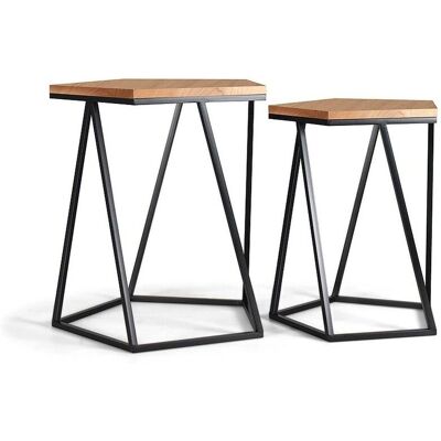 Frankystar - Juego de 2 Mesas de Café de Madera Geométricas - Estilo Industrial Modern Frankystar - Juego de 2 Mesas de Café de Madera Geométricas - Estilo Industrial Modern
