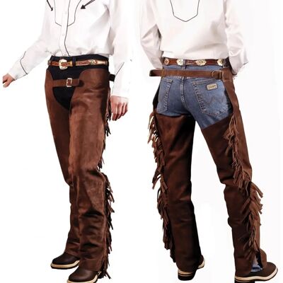 LAKOTA - Western suede chaps fringe zip - Marrone - Chaps LAKOTA - Western suede chaps fringe zip - Marrone - Chaps