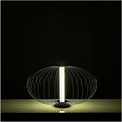 HOMEMANIA Schwarze Stahl LED-Tischlampe - 50x50cm, H29cm HOMEMANIA Schwarze Stahl LED-Tischlampe - 50x50cm, H29cm