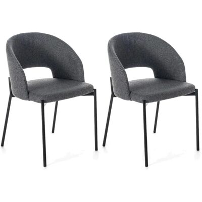 HomeMania Conjunto de 2 Sillas Greta - Moderno Tela y Metal HomeMania Conjunto de 2 Sillas Greta - Moderno Tela y Metal
