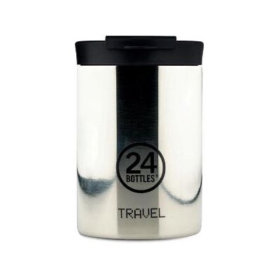 Mug de Voyage 24Bottles - 350 ml, Noir, Blanc, Platine, Acier Miroir - Type Voyage - Publicité Mug de Voyage 24Bottles - 350 ml, Noir, Blanc, Platine, Acier Miroir - Type Voyage - Publicité