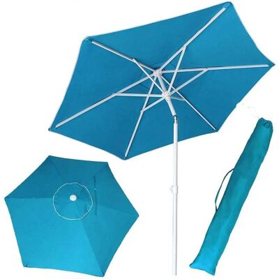 BAKAJI - Ombrellone da spiaggia in acciaio 210cm Azzurro con custodia BAKAJI - Ombrellone da spiaggia in acciaio 210cm Azzurro con custodia