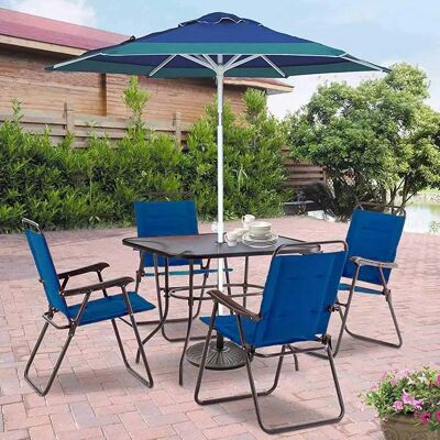 Bakaji 210cm Stalen Strandparasol - Blauw/Turquoise - Parasol Bakaji 210cm Stalen Strandparasol - Blauw/Turquoise - Parasol