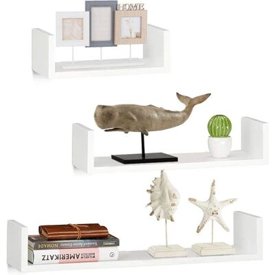 Bakaji Étagères Murales Set 3 Design Moderne Blanc MDF - Publicité Bakaji Étagères Murales Set 3 Design Moderne Blanc MDF - Publicité