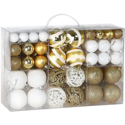 Bakaji Modello - Palline di Natale - 100 pezzi, Oro e Bianco, 3/4/6cm Bakaji Modello - Palline di Natale - 100 pezzi, Oro e Bianco, 3/4/6cm