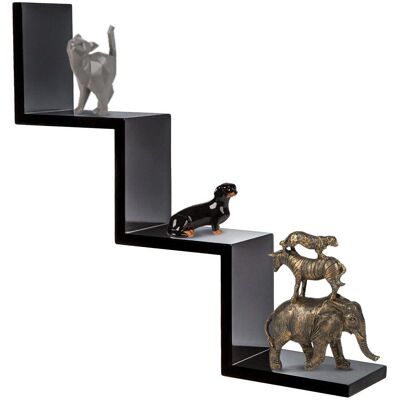Bakaji - Zig Zag - 3 Ripiani - Nero - Wall Shelf Bakaji - Zig Zag - 3 Ripiani - Nero - Wall Shelf