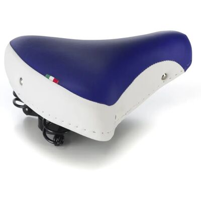 Selle Citybike Montegrappa Blanc/Bleu avec Ressorts - Selle - Publicité Selle Citybike Montegrappa Blanc/Bleu avec Ressorts - Selle - Publicité