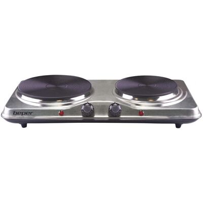 Beper 90.825 Stainless Steel Electric Hotplate - Dual 18.5/15.5cm Beper 90.825 Stainless Steel Electric Hotplate - Dual 18.5/15.5cm