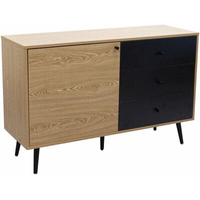 HOMENESS - Mueble con Cajones - Negro y Madera Natural HOMENESS - Mueble con Cajones - Negro y Madera Natural