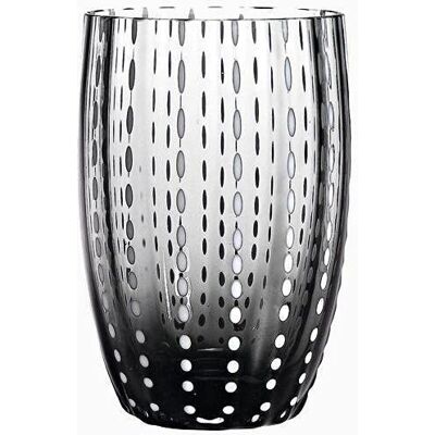 Set di Bicchieri Grigi Perle di Zafferano - Vetro di Murano Fatto a Mano - 2 Tumbler Set di Bicchieri Grigi Perle di Zafferano - Vetro di Murano Fatto a Mano - 2 Tumbler
