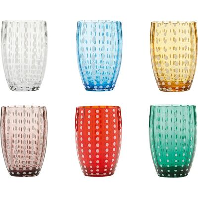 Zafferano Ensemble de 6 Verres en Verre Coloré Artisanal - Publicité Zafferano Ensemble de 6 Verres en Verre Coloré Artisanal - Publicité