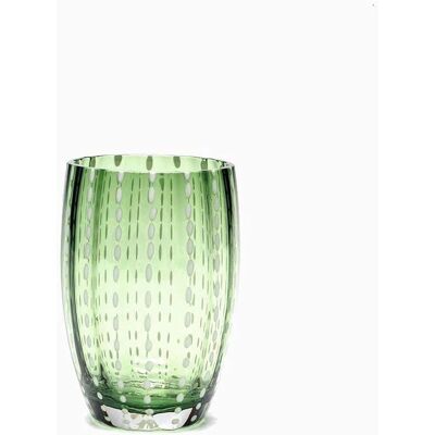 Bicchiere Verde Perle Zafferano Fatto a Mano - Vetro Bicchiere Verde Perle Zafferano Fatto a Mano - Vetro