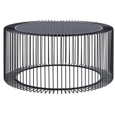 BIZZOTTO Table d'appoint Kieran - Moderne, Verre trempé, Base en métal noir - 50cm - Publicité BIZZOTTO Table d'appoint Kieran - Moderne, Verre trempé, Base en métal noir - 50cm - Publicité