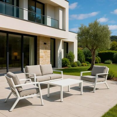 Bizzotto Weißes Harley Gartenmöbel-Set - Lounge mit Kissen Bizzotto Weißes Harley Gartenmöbel-Set - Lounge mit Kissen