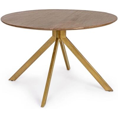 Table à manger vintage ronde en bois de manguier - 6 places - Publicité Table à manger vintage ronde en bois de manguier - 6 places - Publicité