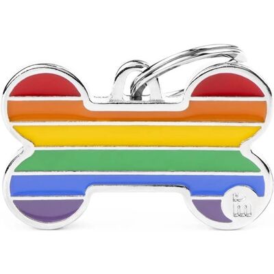Medaglietta personalizzabile MyFamily Osso Arcobaleno L Medaglietta personalizzabile MyFamily Osso Arcobaleno L