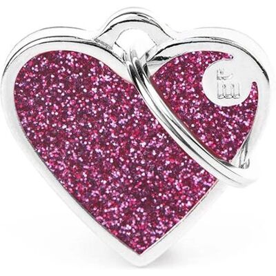 MyFamily Medaglietta per Animali - Cuore Glitter Rosa - Targa per Animali MyFamily Medaglietta per Animali - Cuore Glitter Rosa - Targa per Animali