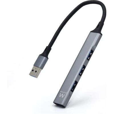 Ewent EW1144 USB Hub - 4 Portas, USB 3.2 Gen 1, Cinza, Prata Ewent EW1144 USB Hub - 4 Portas, USB 3.2 Gen 1, Cinza, Prata