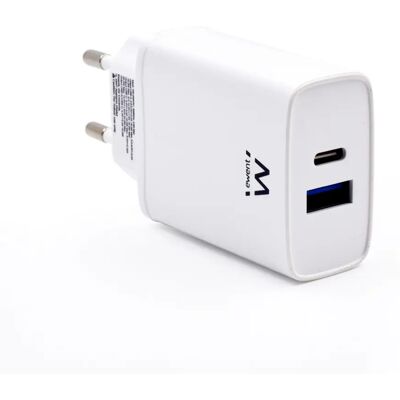 Carregador de parede Ewent EW1321 - USB-C, 20W, Branco Carregador de parede Ewent EW1321 - USB-C, 20W, Branco