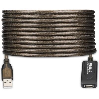 Cable USB Ewent EW1021 - 10m, Negro - USB 2.0 Cable USB Ewent EW1021 - 10m, Negro - USB 2.0