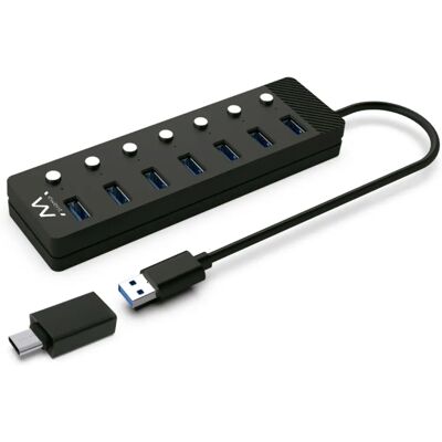 Ewent EW1147 USB-Hub - 7 Anschlüsse - Schwarz Ewent EW1147 USB-Hub - 7 Anschlüsse - Schwarz
