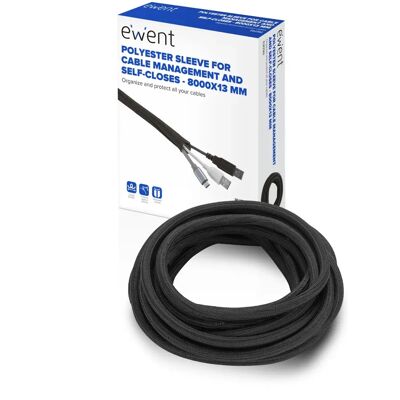 Organizador de cables universal Ewent EW1561 - Negro - 8m Organizador de cables universal Ewent EW1561 - Negro - 8m