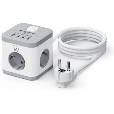 Ewent EW3863 Strömskinne - 3 uttag, USB, 1,5m Ewent EW3863 Strömskinne - 3 uttag, USB, 1,5m