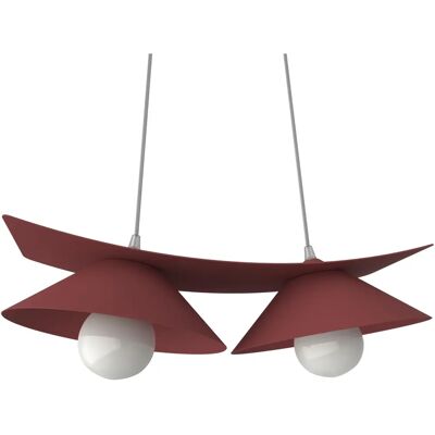 Lumicom Miller Pendelleuchte - 2x E27, 42W, Metall, Rotes Kalbfell Lumicom Miller Pendelleuchte - 2x E27, 42W, Metall, Rotes Kalbfell