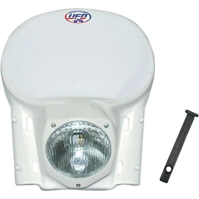 Faro universal vintage UFO blanco 1978-1988 - Pieza de motocicleta Faro universal vintage UFO blanco 1978-1988 - Pieza de motocicleta