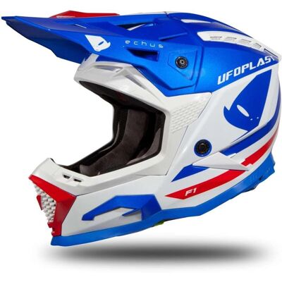 UFO ECHUS Impact-Absorber Helm - Off Road - Blau Weiß Rot - CE 22.06 UFO ECHUS Impact-Absorber Helm - Off Road - Blau Weiß Rot - CE 22.06
