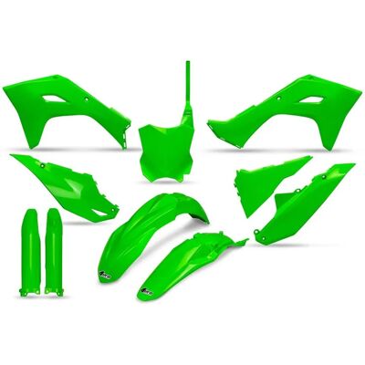 UFO Kawasaki 450 KX-F 2024 Neon Green Motorcycle Plastic Kit - Motorcycle Type UFO Kawasaki 450 KX-F 2024 Neon Green Motorcycle Plastic Kit - Motorcycle Type