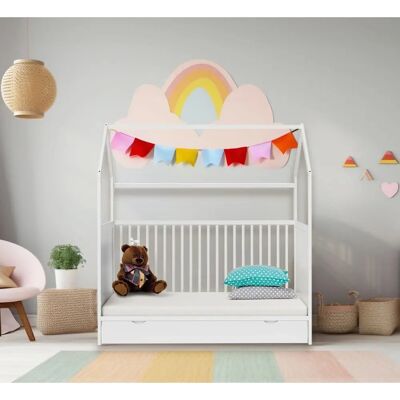 Lit Enfant Rebecca Asimina - Pin 154.5x142.5x74.5 - Lit Enfant - Publicité Lit Enfant Rebecca Asimina - Pin 154.5x142.5x74.5 - Lit Enfant - Publicité