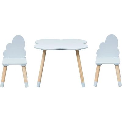 Mobili Rebecca Table basse et 2 chaises - MDF scandinave bleu clair marron SET - Publicité Mobili Rebecca Table basse et 2 chaises - MDF scandinave bleu clair marron SET - Publicité