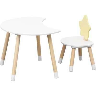 Set de Mesa y Silla para Niños Rebecca - Buriti 44x60x40 MDF Pino Blanco Marrón Set de Mesa y Silla para Niños Rebecca - Buriti 44x60x40 MDF Pino Blanco Marrón