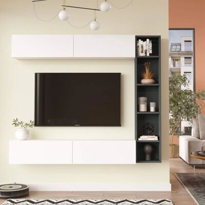 Mueble de pared Rebecca Mobili - 143,5x169x26cm - Diseño moderno y modular Mueble de pared Rebecca Mobili - 143,5x169x26cm - Diseño moderno y modular