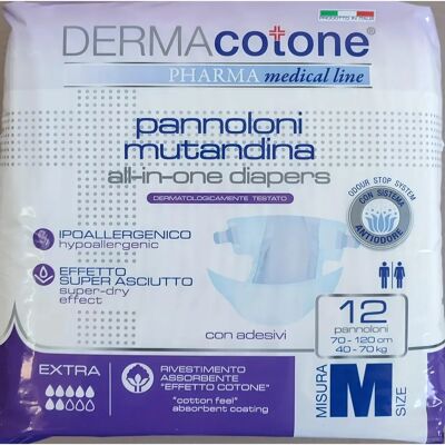 Slip Incontinenza Dermacotone - Taglia M, 12 pezzi Slip Incontinenza Dermacotone - Taglia M, 12 pezzi