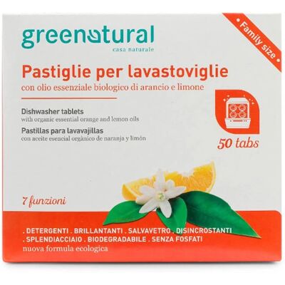 Pastillas de Lavavajillas Greenatural - Biodegradables, Aceites de Limón y Naranja Pastillas de Lavavajillas Greenatural - Biodegradables, Aceites de Limón y Naranja