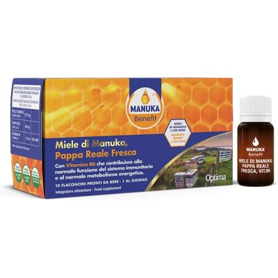 Optima Naturals Manuka Benefit - Jalea real, Miel, B6 - 10x10ml Optima Naturals Manuka Benefit - Jalea real, Miel, B6 - 10x10ml