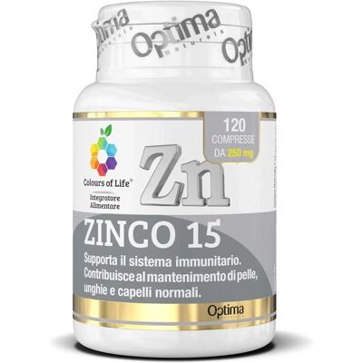 Optima Naturals Zinco 15 - Supporto immunitario e pelle - 120 Compresse Optima Naturals Zinco 15 - Supporto immunitario e pelle - 120 Compresse