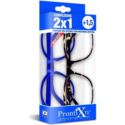 LedLeds Żółw Kobaltowe Okulary do czytania - 2 pary +2,5 - Unisex LedLeds Żółw Kobaltowe Okulary do czytania - 2 pary +2,5 - Unisex
