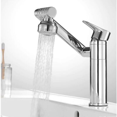 Trade Shop Traesio Grifo Giratorio Cromado - Mezclador para Lavabo con Doble Aerador Trade Shop Traesio Grifo Giratorio Cromado - Mezclador para Lavabo con Doble Aerador