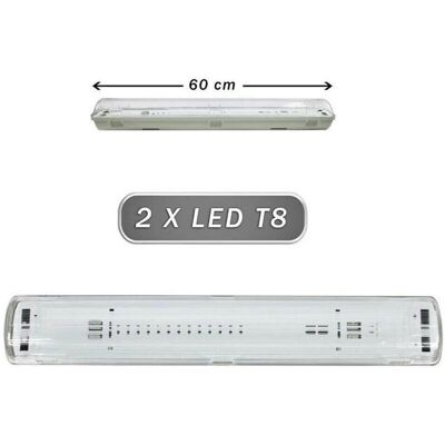 Trade Shop T8-60s Lampada da Soffitto Stagna - LED T8 2x G13 60cm Trade Shop T8-60s Lampada da Soffitto Stagna - LED T8 2x G13 60cm