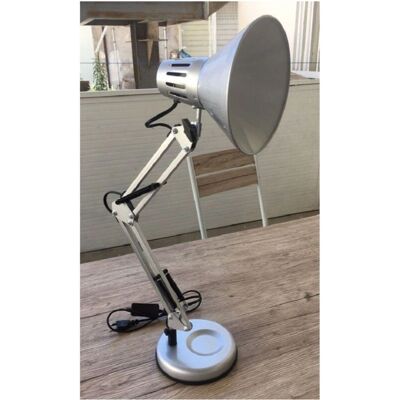 Trade Shop Traesio - Verstellbare Schreibtischlampe - Silber Trade Shop Traesio - Verstellbare Schreibtischlampe - Silber