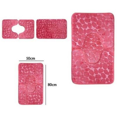 Set di tappeti da bagno rosa Trade Shop - Antiscivolo, 3 pezzi Set di tappeti da bagno rosa Trade Shop - Antiscivolo, 3 pezzi