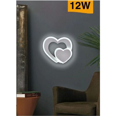 Lámpara de Pared Corazón Doble - 12W, Blanco Frío - Moderno Interior Lámpara de Pared Corazón Doble - 12W, Blanco Frío - Moderno Interior