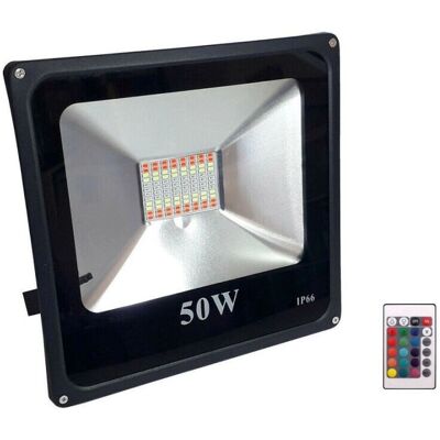 Trade Shop Faro proyector LED RGB - 50W Exterior - Mando a distancia Trade Shop Faro proyector LED RGB - 50W Exterior - Mando a distancia